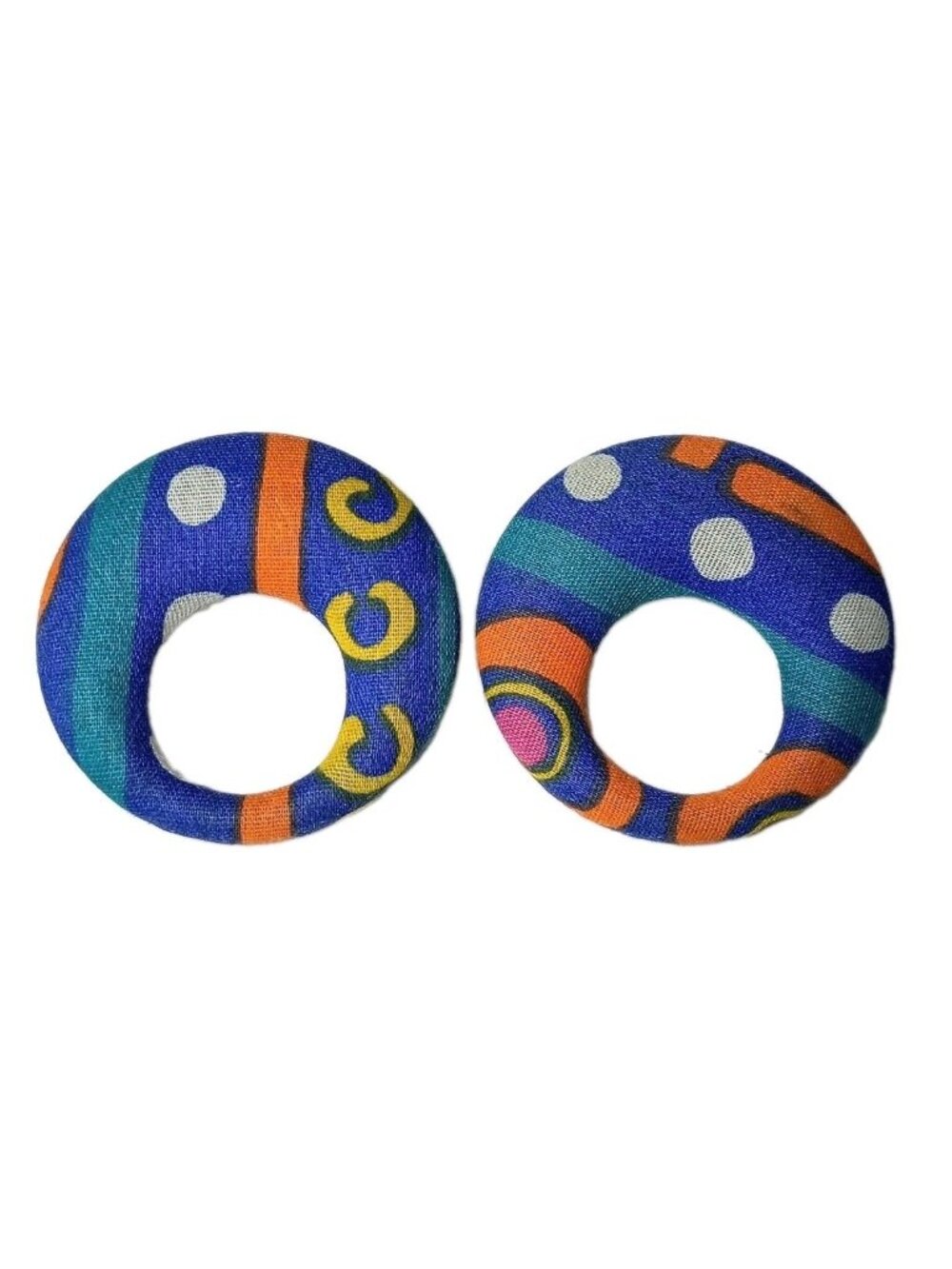 Vintage 80s Fabric Covered Geometric Pierced Earrings Statement Glam Rock Punk